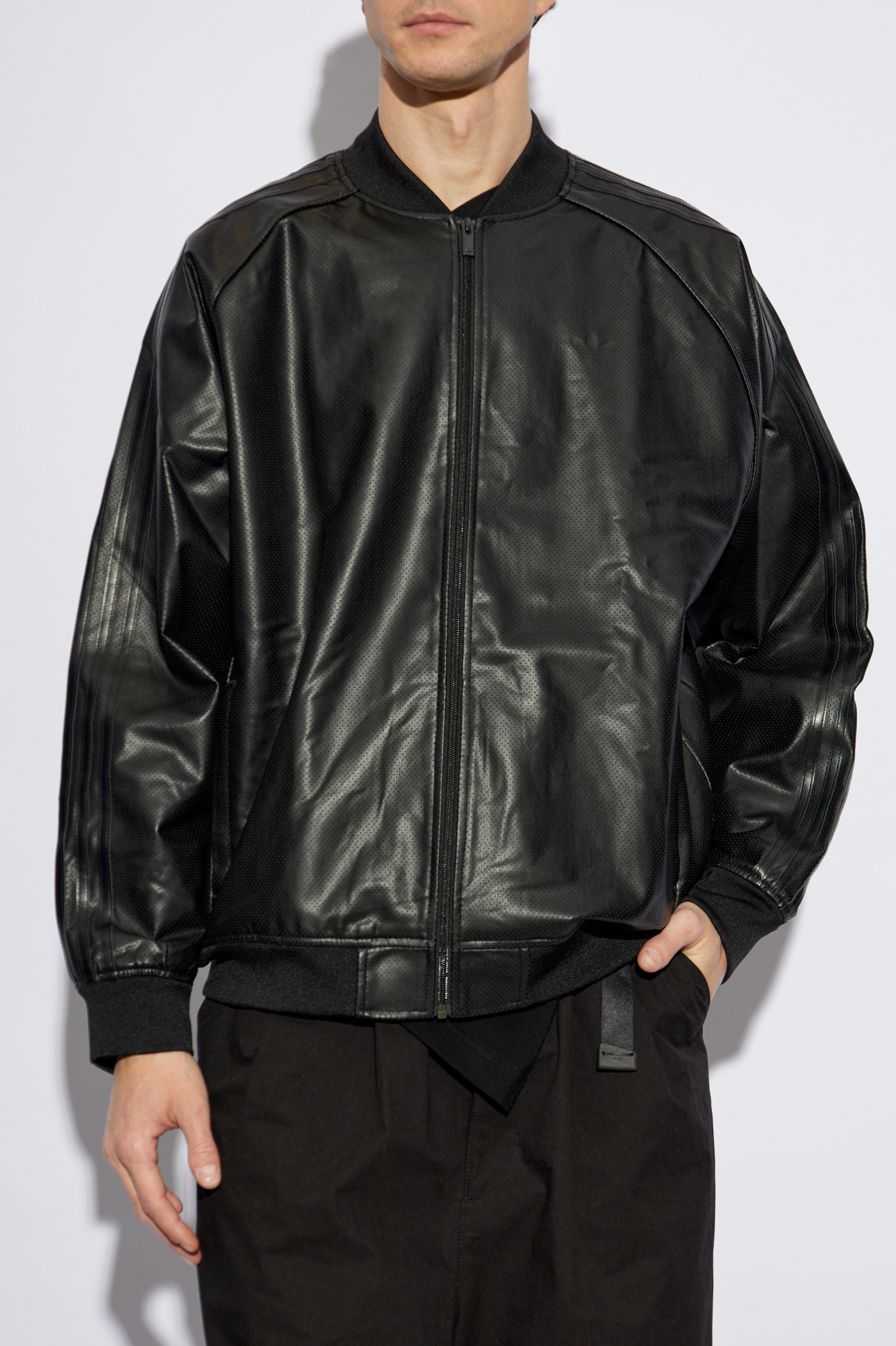 Buy Black - Signature Leather Bomber Jacket from Next Poland